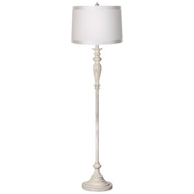 360 Lighting Vintage Chic Floor Lamp Antique White Off White Drum Shade for Living Room Reading Bedroom Office