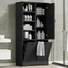 Rbied 31 in. W x 14 in. D x 68 in. H Wood Linen Cabinet Storage Cabinet with Tilt-Out Laundry and Adjustable Shelf - 2 of 4