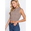 Slickblue Mock Neck Sleeveless Top, Zipper Detail Rib Sweater Knit, Casual, Chic, Cloud Pink/Oyster Khaki, Size S-L - 4 of 4