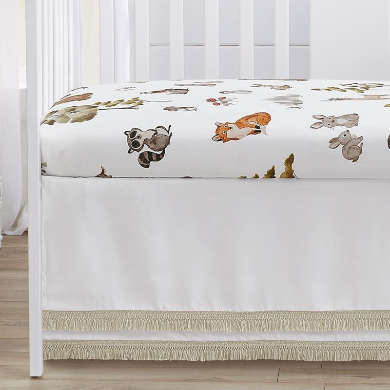 Sweet Jojo Designs Gender Neutral Unisex Baby Crib Bedding Set - Watercolor Woodland Forest Animals Green Brown White 4pc, 4 of 7