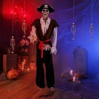 Yescom 5.4 Ft Pirate Captain Skeleton w/ 4 Pcs Mermaid Skeleton Halloween Decorations Party 2025 Brown
