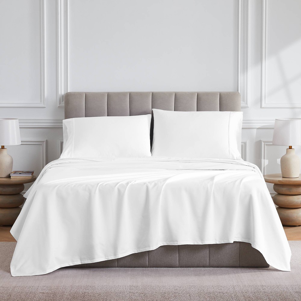 Full 400 Thread Count Wrinkle Free Cotton Solid Sheet Set White - Purity Home: Sateen Weave, Deep Pocket Fitted, OEKO-TEX Certified -  81543454