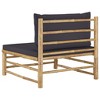 vidaXL Patio Middle Sofa with Dark Gray Cushions Bamboo - 4 of 4