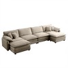 150.38" Corduroy U-Shaped Modular Sectional Sofa with Double-Layer Cushions & 2 Ottomans - 3 of 4