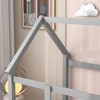 Twin Size Wooden Floor Bed with House Roof Frame and Guardrails - 4 of 4