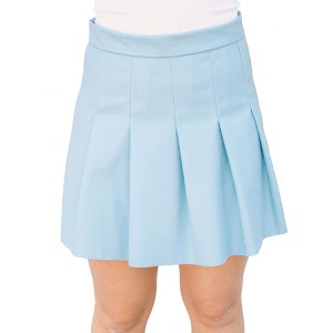 Women's Pleated Faux Leather Mini Skirt - ee:some - 1 of 3