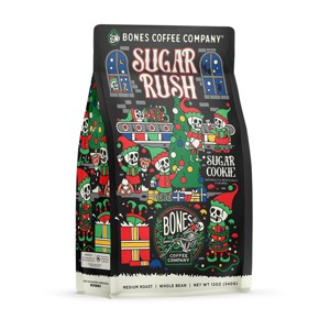 Sugar Rush, Sugar Cookies Flavor Medium Roast, Ground Coffee, Whole Bean Coffee, or Keurig K-Cup Coffe Pods, Bones Coffee Company, 12 oz & 12 ct - 1 of 3