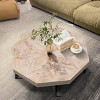 Farmhouse Vintage Octagonal Coffee Table with Metal Cross Legs,29 Inch Patchwork Wood Top Centerpiece for Living Room-Baofuwish - 2 of 4