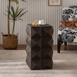 GDFStudio Caroline Mid-Century Modern 23.62" Rectangle Wood End Table, Embossed Nightstand - 1 of 4