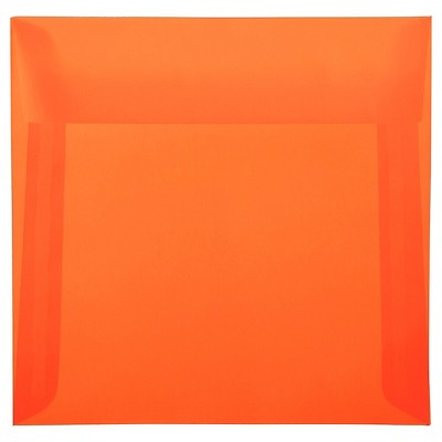 JAM Paper 6.5 x 6.5 Square Translucent Vellum Invitation Envelopes Orange 1592120