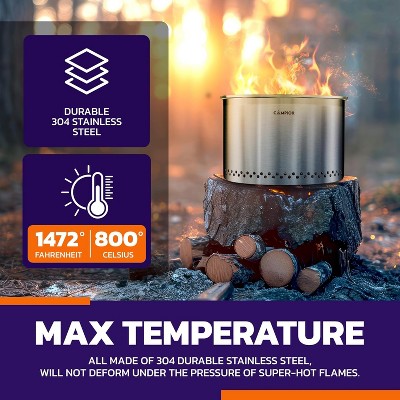 Large Polished Stainless Steel Wood Burning Fire Pit