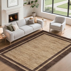 Rugs for Living Room Bedroom Washable Bordered Area Rug Non-Slip Modern Rugs Border Floor Carpet - 1 of 4
