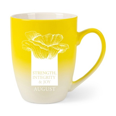 Elanze Designs Strength Integrity And Joy Two Toned Ombre Matte Yellow and White 12 ounce Ceramic Stoneware Coffee Cup Mug