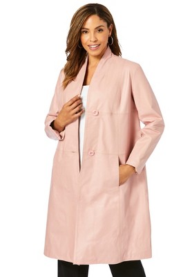 Jessica London Women's Plus Size Leather Swing Coat - 28, Pink