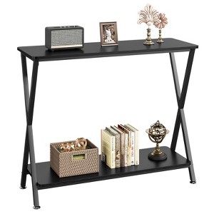 Whizmax 31.5 in Sofa Tables Narrow Entryway Table, Shelf and Metal Frame, Behind Couch Table Industrial Hallway Table for Living Room, Foyer, Bedroom - 1 of 4