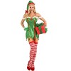 HalloweenCostumes.com Medium Women Fun Costumes Women's Green Glitter Elf Costume, Red/White/Green - 2 of 3