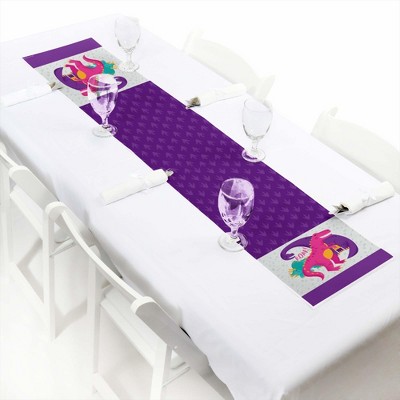 Big Dot of Happiness Roar Dinosaur Girl - Petite Dino Mite T-Rex Baby Shower or Birthday Party Paper Table Runner - 12 x 60 inches