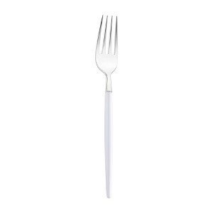 Smarty Had A Party Silver w/ White Handle Plastic Dinner Forks - 480 pcs - 1 of 4