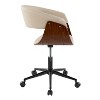 TiramisuBest Mid-Century Modern Cream Fabric Office Chair, Black Metal Base, Adjustable Height & Swivel - 2 of 4