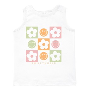 The Juniper Shop SmileyWorld Checkered Floral Smile Toddler Tank - 1 of 4