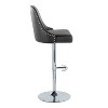 LumiSource Set of 2 Studded Marcel Barstools Chrome Metal/Black PU - 3 of 4