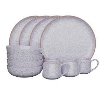American Atelier 12 Pc Dinnerware Set Stoneware Dishes, Dinner Plate, Side Plate, Bowl, and Mug, Service for 4, Microwave and Dishwasher Safe