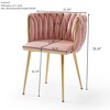 Set of 2 Dining Chairs Velvet Upholstered Dinner Chairs Armchairs with Padded Seat, Pink - Modernluxe - 4 of 4
