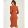 INSPIRE CHIC Women's Elegant Boat Neck 3/4 Sleeves Work Midi Split Sheath Dress - 3 of 4