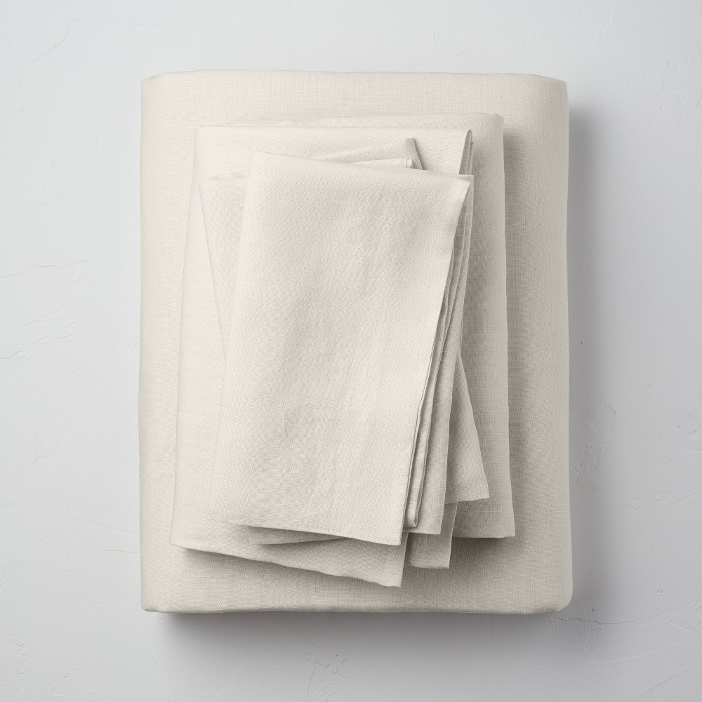 Photos - Bed Linen Full 100 Washed Hemp Solid Sheet Set Natural - Casaluna™
