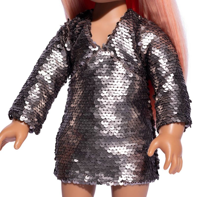 I&#39;M A GIRLY Dress with Silver Glitter Sequin Outfit - Fits I&#39;M A GIRLY 18&#34; Fashion Doll, 4 of 5