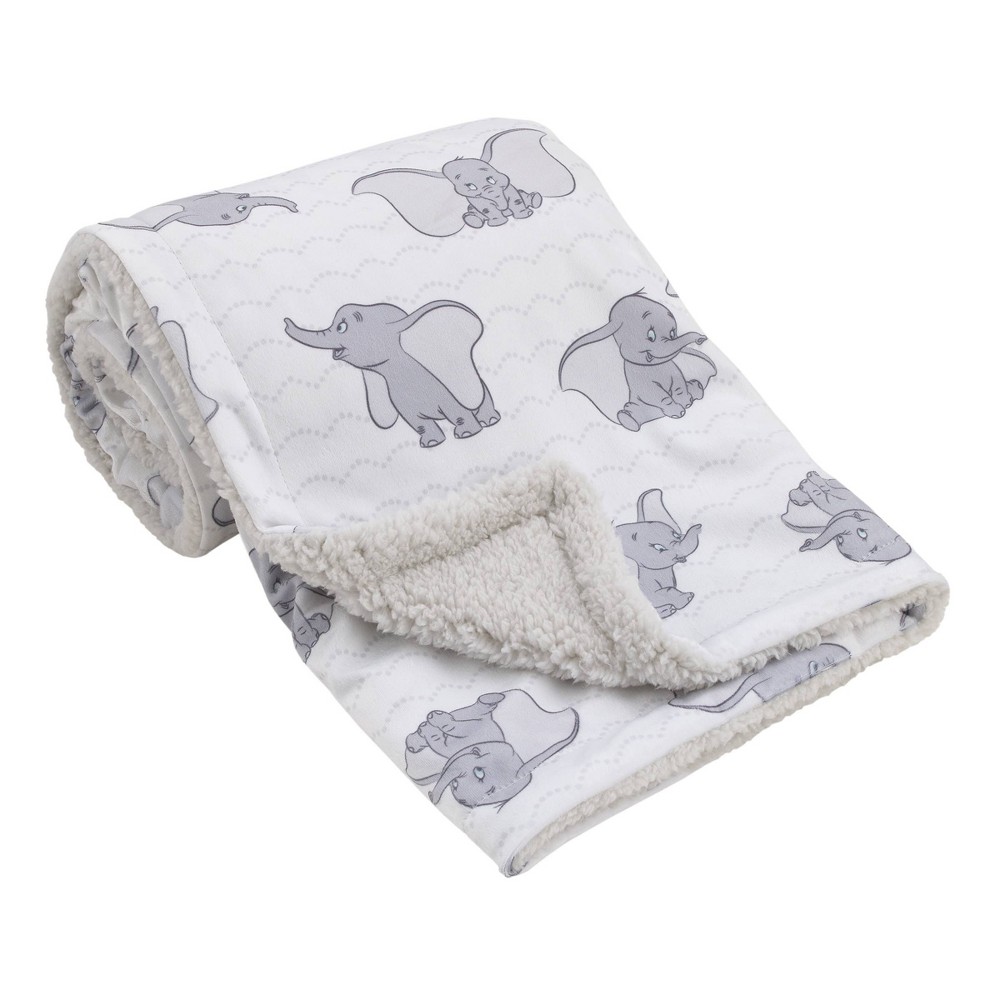 Photos - Children's Bed Linen Disney Dumbo Super Soft Baby Reversible Blanket with Faux Shearling Back 