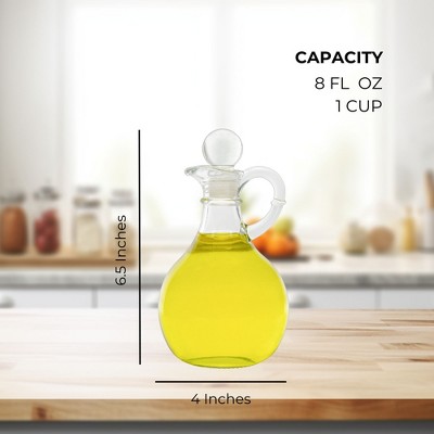 Clear Glass Oil and Vinegar Cruet Set with Stoppers