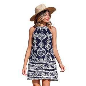 Women's Vibrant Green Halter Printed Beach Dress - Cupshe - 1 of 4