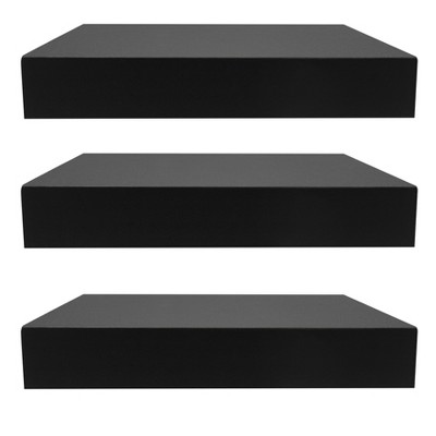 Black MDF Floating Wall Shelves for Living Room