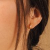 Gold Plated Small Huggie Hoop Earrings with Diamond Flower & CZ, Sterling Silver Hypoallergenic Dangle Jewelry Gift - 2 of 4