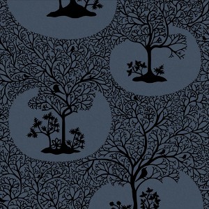 Magical Forest Midnight Navy Blue and Black Trees Trail Paste the Wall Wallpaper - 1 of 4