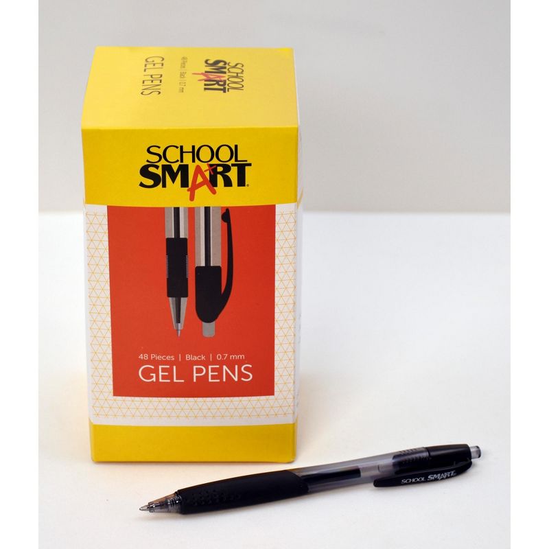 School Smart Retractable Gel Pens with Grip, Black Ink, Pack of 48, 1 of 3