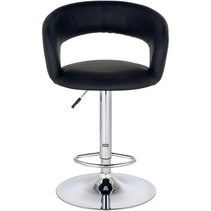 Studio 55D Groove Chrome Swivel Bar Stool 30" High Modern Adjustable Black Faux Leather Cushion with Backrest Footrest for Kitchen Counter Height Home, 5 of 10
