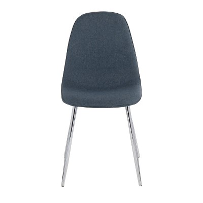 Pebble Chrome and Blue Velvet Upholstered Dining Chairs - Set of 2