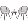 Tangkula 3 Piece Furniture Set w/ Seat & Back Cushions Tempered Glass Tabletop Patio - 2 of 3