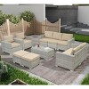 ELJGET 10PCS Outdoor Patio Wicker Furniture Set Cushioned Sectional Sofa Storage Coffee Table Beige Cushion - 2 of 4