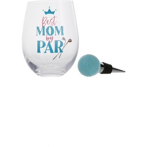 Pavilion Gift Company - Best Mom - Bottle Stopper and 18 oz Stemless Gift Set - Drinkware - 1 of 4
