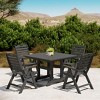 WestinTrends Malibu 5-Piece HDPE Square Patio Dining Table Set with Foldable Chairs, White - 2 of 4