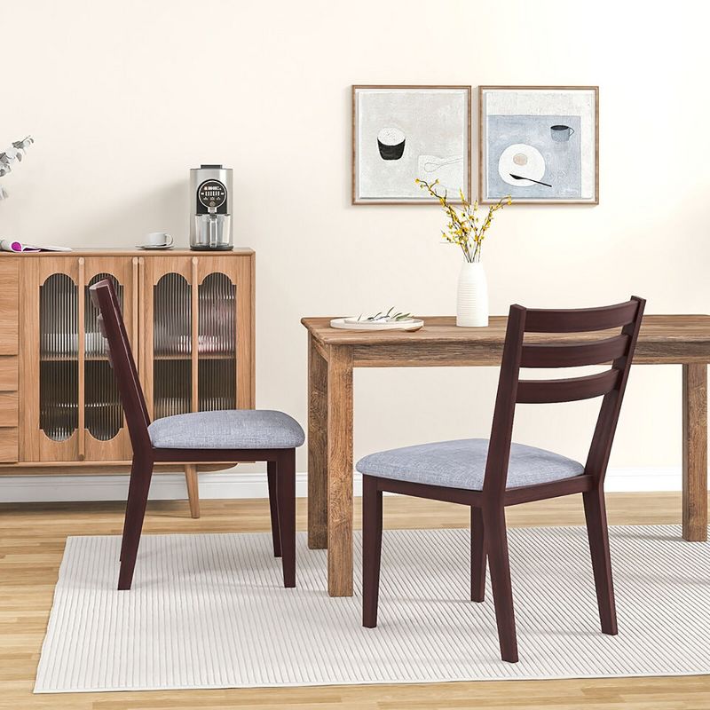 Tangkula Upholstered Dining Chair Set of 4 Armless Cushioned Seat Hollow Curved Backrest, 3 of 9