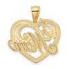 Black Bow Jewelry 14k Yellow Gold and White Rhodium #1 Mom Heart Pendant, 21mm - 3 of 4