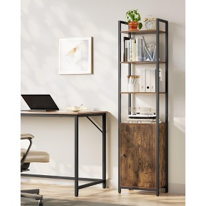 6-Tier Bookshelf, Tall Bookcase with Door, Steel Frame, Adjustable Shelves, 9.4 x 15.7 x 62.8 Inches, Living Room Bedroom - 1 of 4