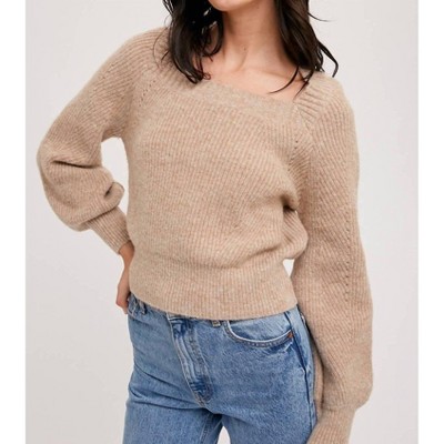 Women's SQUARE NECK SWEATER PULLOVER - BluIvy