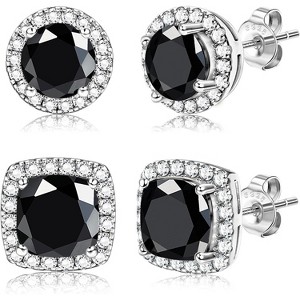 Hayoso 18K Gold Plated Halo Stud Earrings 925 Sterling Silver Cubic Zirconia Stud Earrings Round Square Diamonique Stud - 1 of 4