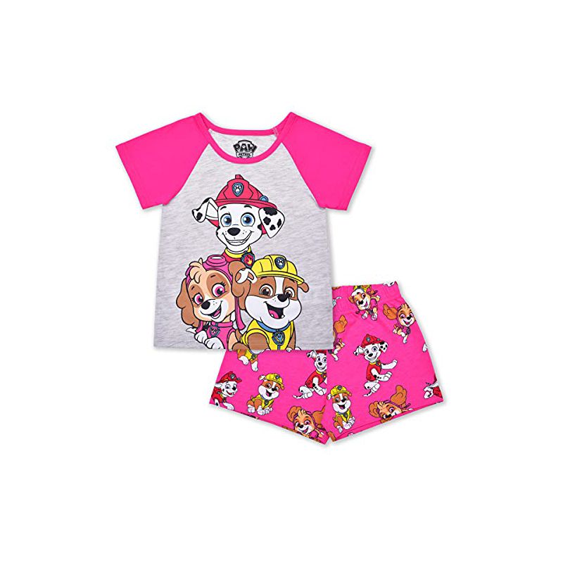 Nickelodeon Girl's Paw Patrol 2 Piece Graphic Printed Tee Shirt and Shorts Bundle Set for toddler, 1 of 6