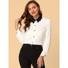 Allegra K Women's Work Long Sleeve Contrast Collar Satin Button Down Shirt - 2 of 4
